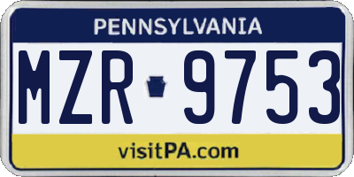 PA license plate MZR9753