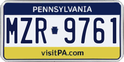 PA license plate MZR9761