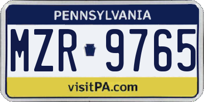 PA license plate MZR9765