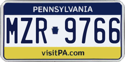 PA license plate MZR9766