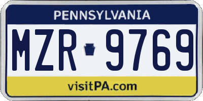 PA license plate MZR9769