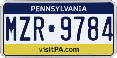 PA license plate MZR9784