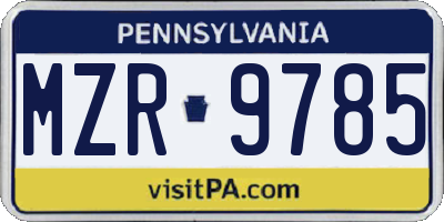 PA license plate MZR9785