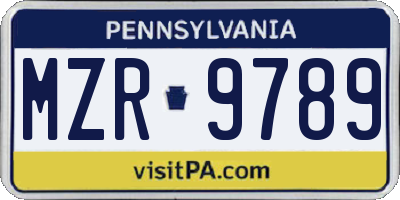 PA license plate MZR9789