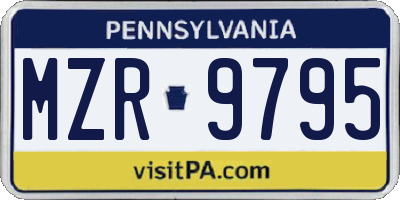 PA license plate MZR9795