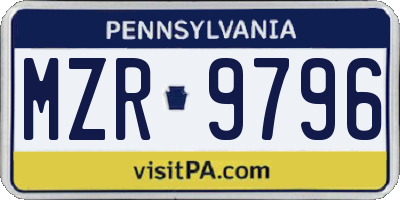 PA license plate MZR9796