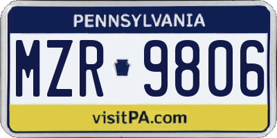 PA license plate MZR9806