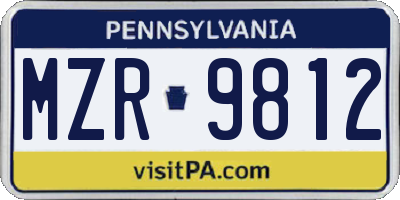 PA license plate MZR9812