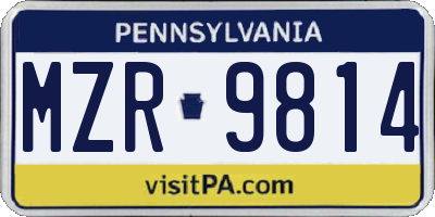 PA license plate MZR9814