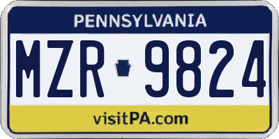 PA license plate MZR9824