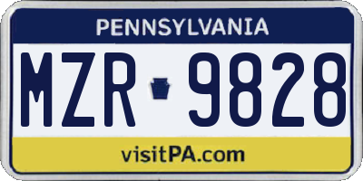 PA license plate MZR9828
