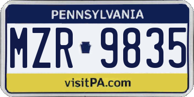 PA license plate MZR9835