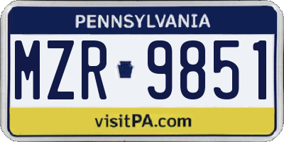 PA license plate MZR9851