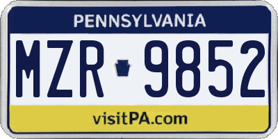 PA license plate MZR9852