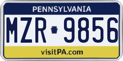 PA license plate MZR9856