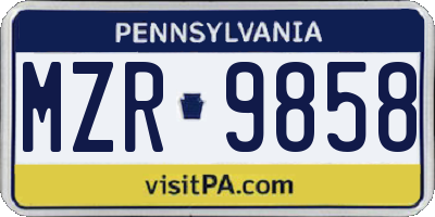 PA license plate MZR9858