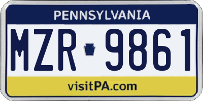 PA license plate MZR9861
