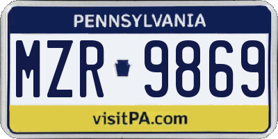 PA license plate MZR9869