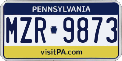 PA license plate MZR9873