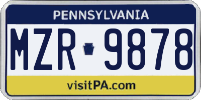 PA license plate MZR9878