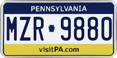 PA license plate MZR9880