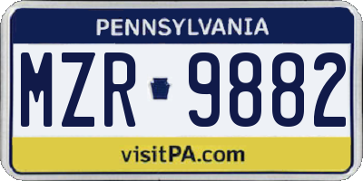 PA license plate MZR9882