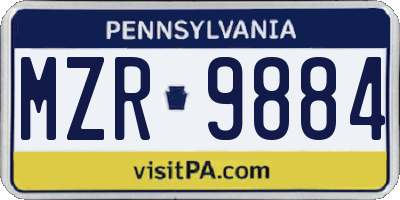 PA license plate MZR9884