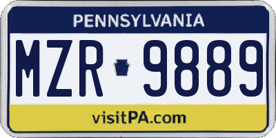 PA license plate MZR9889