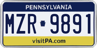 PA license plate MZR9891