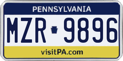 PA license plate MZR9896
