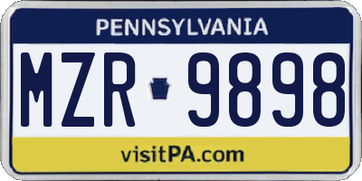 PA license plate MZR9898