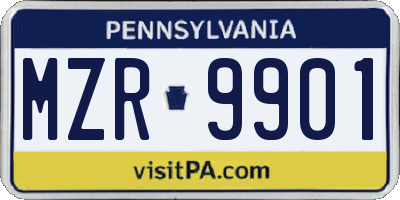 PA license plate MZR9901