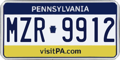 PA license plate MZR9912