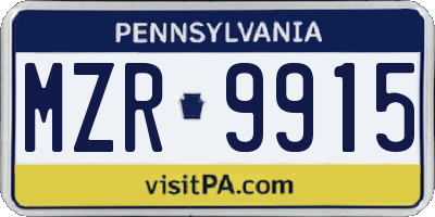 PA license plate MZR9915