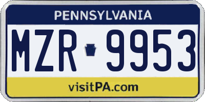 PA license plate MZR9953