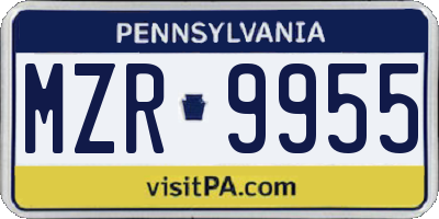 PA license plate MZR9955