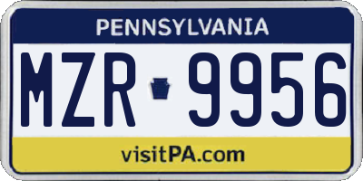 PA license plate MZR9956