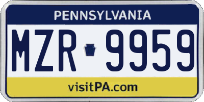PA license plate MZR9959