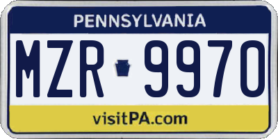 PA license plate MZR9970