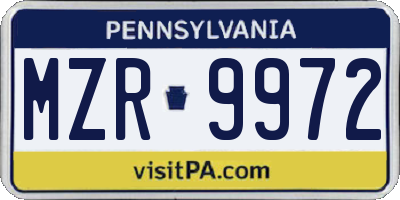 PA license plate MZR9972