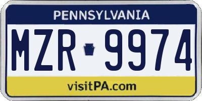 PA license plate MZR9974