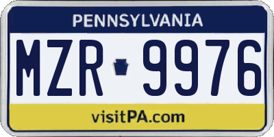 PA license plate MZR9976