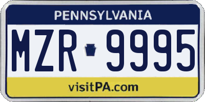 PA license plate MZR9995