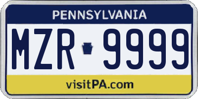 PA license plate MZR9999