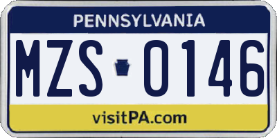 PA license plate MZS0146