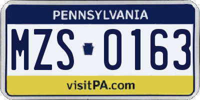 PA license plate MZS0163