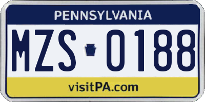 PA license plate MZS0188