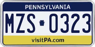 PA license plate MZS0323