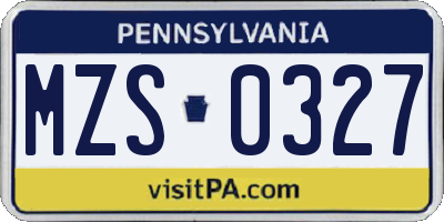 PA license plate MZS0327