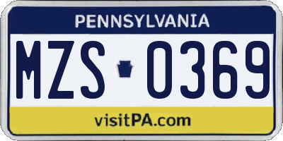 PA license plate MZS0369